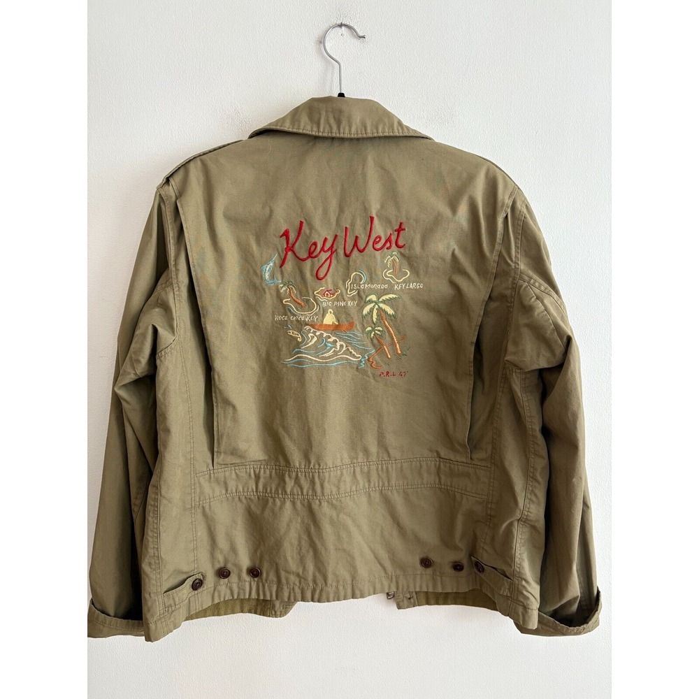 Vintage Polo Ralph Lauren Jacket Military Style Key West Embroidery Green Sz M - Picture 6 of 8
